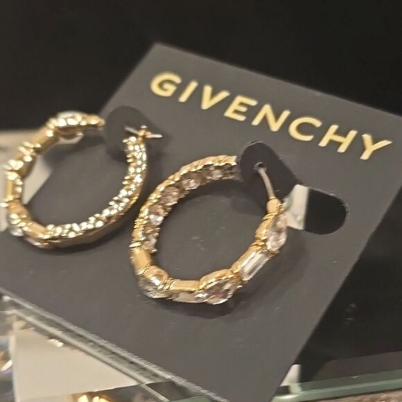 Givenchy Small Baquette & Pear Shaped Crystal Hoop Earrings - Picture 6 of 7